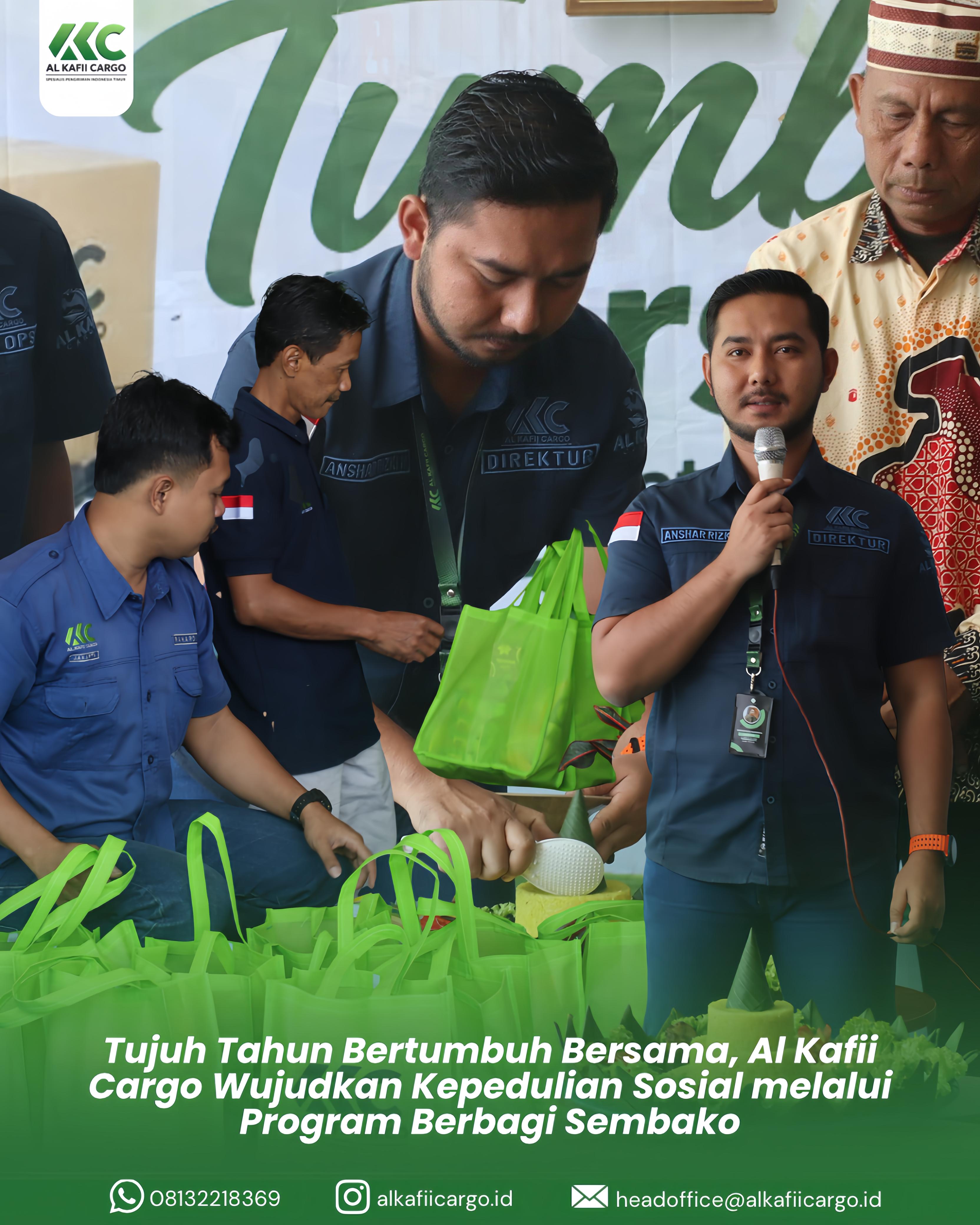 Tujuh Tahun Bertumbuh Bersama, Al Kafii Cargo Wujudkan Kepedulian Sosial melalui Program Berbagi Sembako